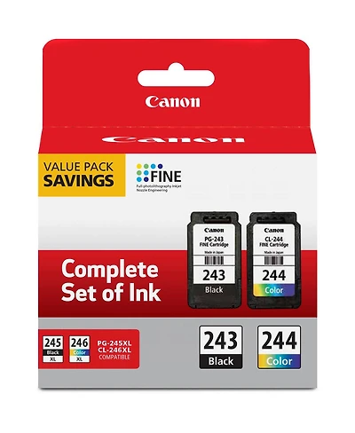 Canon Ink Package with Pg-243 Black, Cl-244 Color Ink Cartridge for Select Pixma iP, Mg, Mx, Tr, Ts Series Printers