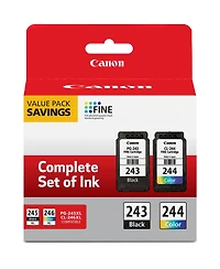 Canon Ink Package with Pg-243 Black, Cl-244 Color Ink Cartridge for Select Pixma iP, Mg, Mx, Tr, Ts Series Printers