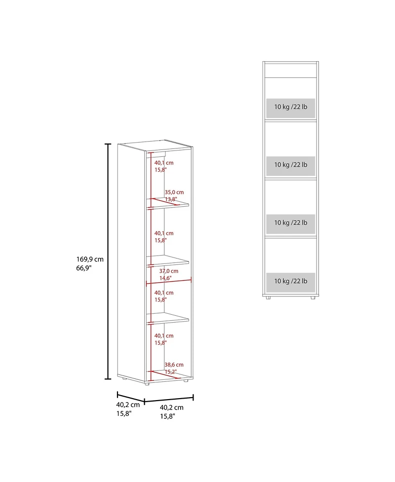 Fm Furniture Saily Storage Cabinet with 4 Shelves and Mirror on Door, Modern Design