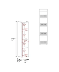 Fm Furniture Saily Storage Cabinet with 4 Shelves and Mirror on Door, Modern Design