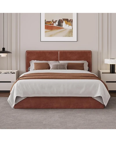 gaomon Bed Frame with 2 Storage Drawers, Faux Leather Low Profile Bed Base with Wood Slat Support, No Box Spring Needed, Easy Assembly