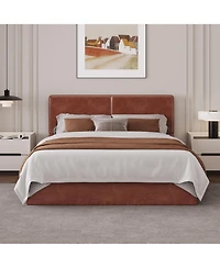gaomon Bed Frame with 2 Storage Drawers, Faux Leather Low Profile Bed Base with Wood Slat Support, No Box Spring Needed, Easy Assembly