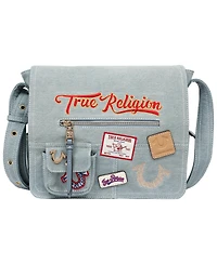 True Religion Multi Patch Denim Messenger Bag