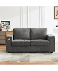 gaomon 70" Versatile Contemporary Sectional Sofa in Chenille Fabric for Two with Usb Charging Port and Side Storage Pocket, Fabric Cover Removabl