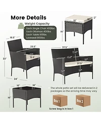 Gymax 7PCS Outdoor Wicker Sofa Set Patio Rattan Sofa Set w/ Coffee Tables & Ottomans