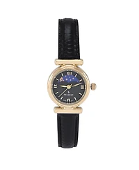 Peugeot Women's Petite 25mm Sun-Moon Watch with Glossy Leather Strap