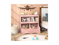 Slickblue 4-Cubby Kids Toy Storage Organizer and Bookcase