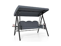 Slickblue 3 Seat Patio Swing with Adjustable Canopy and Trays