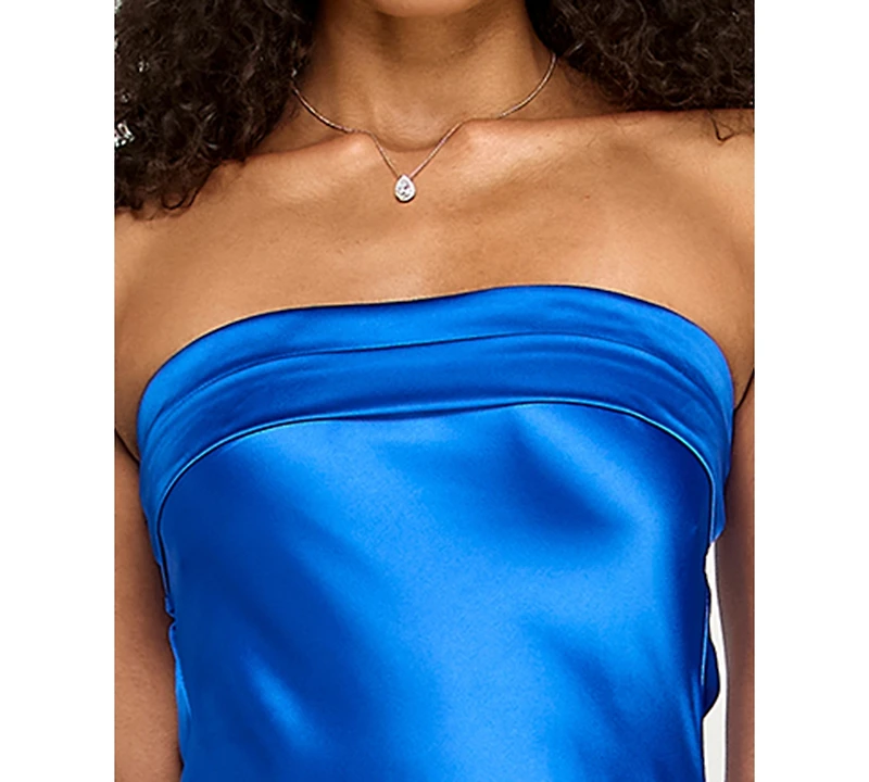 Emerald Sundae Juniors' Strapless Drape-Back Satin Gown, Created for Macy's