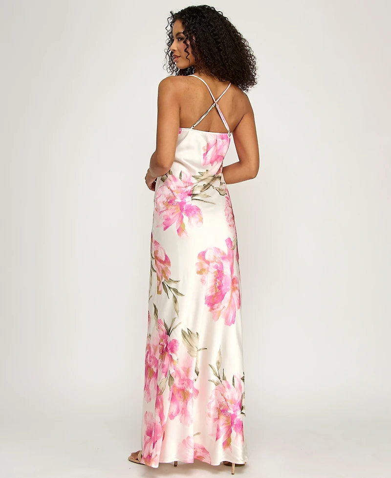 Emerald Sundae Junior's Printed V-Neck Gown