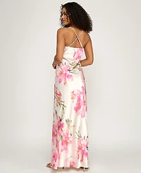 Emerald Sundae Junior's Printed V-Neck Gown