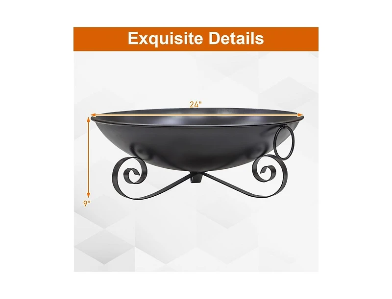 Slickblue 24 Inch Heavy Duty Metal Fire Pit Bowl with Handles, Wood Burning