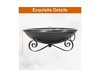 Slickblue 24 Inch Heavy Duty Metal Fire Pit Bowl with Handles, Wood Burning