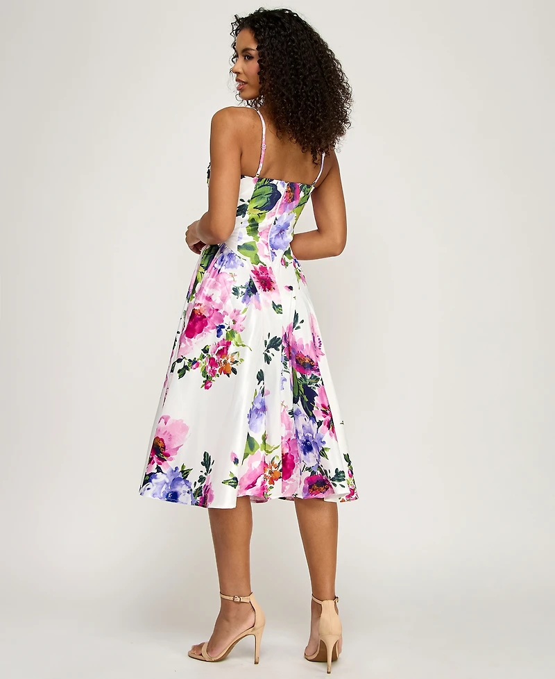 Katia Rae Junior's Twist-Bodice Sweetheart Neck Midi Dress