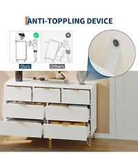 gaomon 7 Drawer Dresser, Modern Dresser for Bedroom, Wooden Chest of Drawer with Gold Metal Legs and Handles