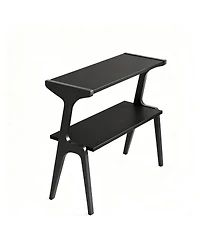 Yigii Narrow End Table 2-Tier Slim Sofa Side Solid Wood Farmhouse Tall Storage Shelf Modern Skinny Bedside