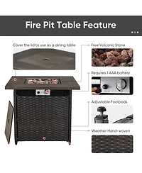 Gymojoy 4 Piece Patio Furniture Set with Fire Pit Table, Swivel Rocker Chair, Seat Sofa, Seats Outdoor Conversation for Lawn Garden Backyard