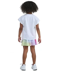 adidas Girls' 2T-6X Short-Sleeve Box T-Shirt And Printed Faux Wrap Skort, 2-Piece Set