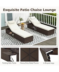 Gymax Chaise Lounge Set of 2 w/ 6-level Backrest Comfy Seat Cushion & Headrest Patio