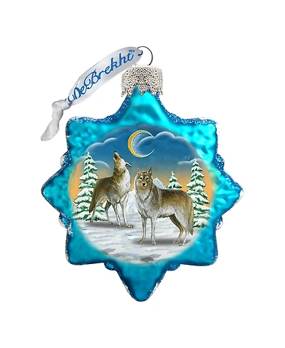 Designocracy Wolves in the Winter Moon Mercury Holiday Ornament