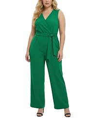 Ny Collection Plus Sleeveless Belted Jumpsuit