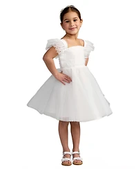 Mac Duggal Big Girls Ruffle Shoulder Tulle Dress