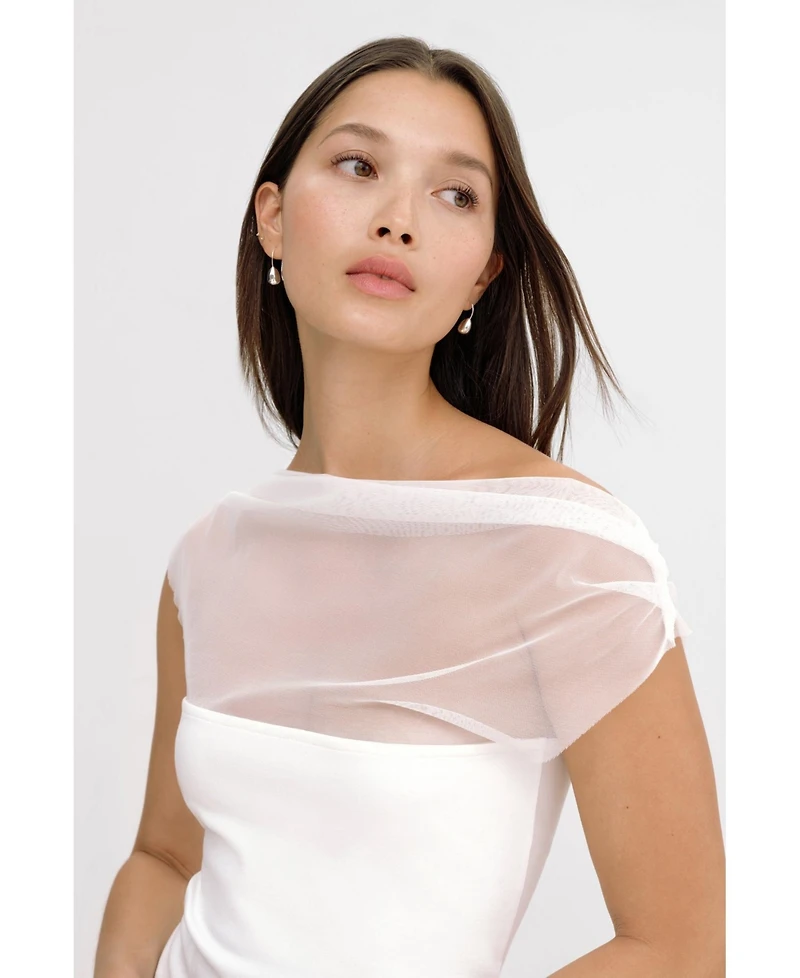 Marcella Women's Cabrini Draped-Mesh One-Shoulder Convertible Jersey Top