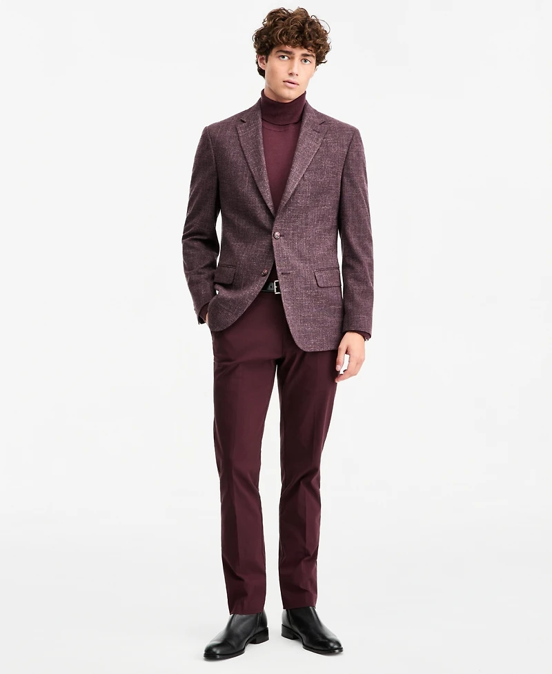Tommy Hilfiger Men's Modern-Fit Burgundy Solid Sport Coat