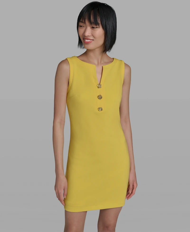Women's Notch-Neck Sleeveless Knee length Dress