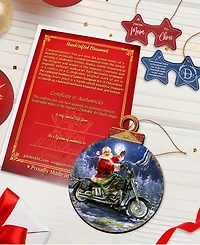 Designocracy by Dona Gelsinger Santa Motorcycle Rider Ornament, Set of 2