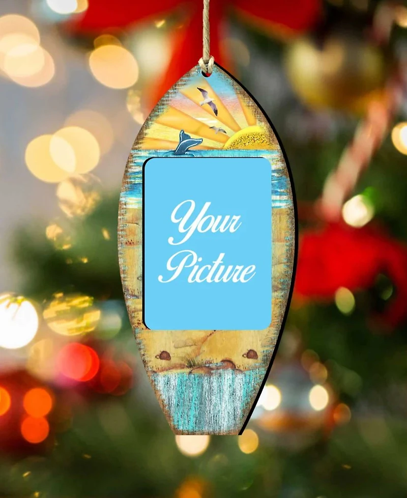 Designocracy Surfboard Picture Frame Ornament Set of 2