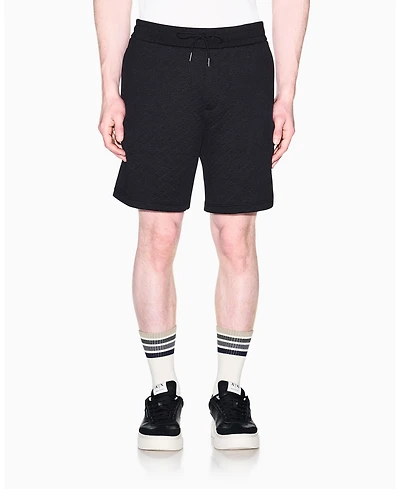 A|X Armani Exchange Men's Jacquard Allover Logo Fleece Short