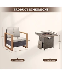 Gymojoy Outdoor Furniture with Fire Pit -Patio Table and Chairs Set of 4 Patio Club for Deck Porch Garden Poolside Backyard
