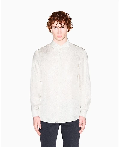 A|X Armani Exchange Men's Long Sleeve Allover logo Viscose Printed Shirt