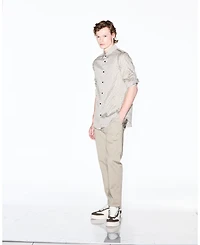 A|X Armani Exchange Men's Long Sleeve Cotton Satin Allover logo Print Shirt