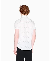 A|X Armani Exchange Men's Short Sleeve Poplin Allover logo Print Button Down Shirt
