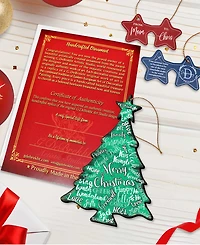 Designocracy Merry Christmas Tree Wooden Ornaments, Set of 2