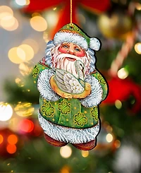 Designocracy Celtic Swan Santa Wooden Christmas Ornament Set of 2