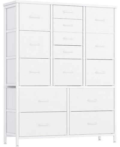 gaomon 15 Drawer Dresser Unit, Chest of Drawers with Wood Tabletop & Metal Frame, Fabric Storage Organizer for Closet Bedroom Living Room