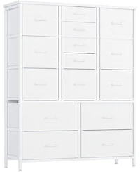 gaomon 15 Drawer Dresser Unit, Chest of Drawers with Wood Tabletop & Metal Frame, Fabric Storage Organizer for Closet Bedroom Living Room