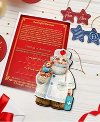 Designocracy Teddy Bear Doctor Wooden Christmas Ornament, Set of 2