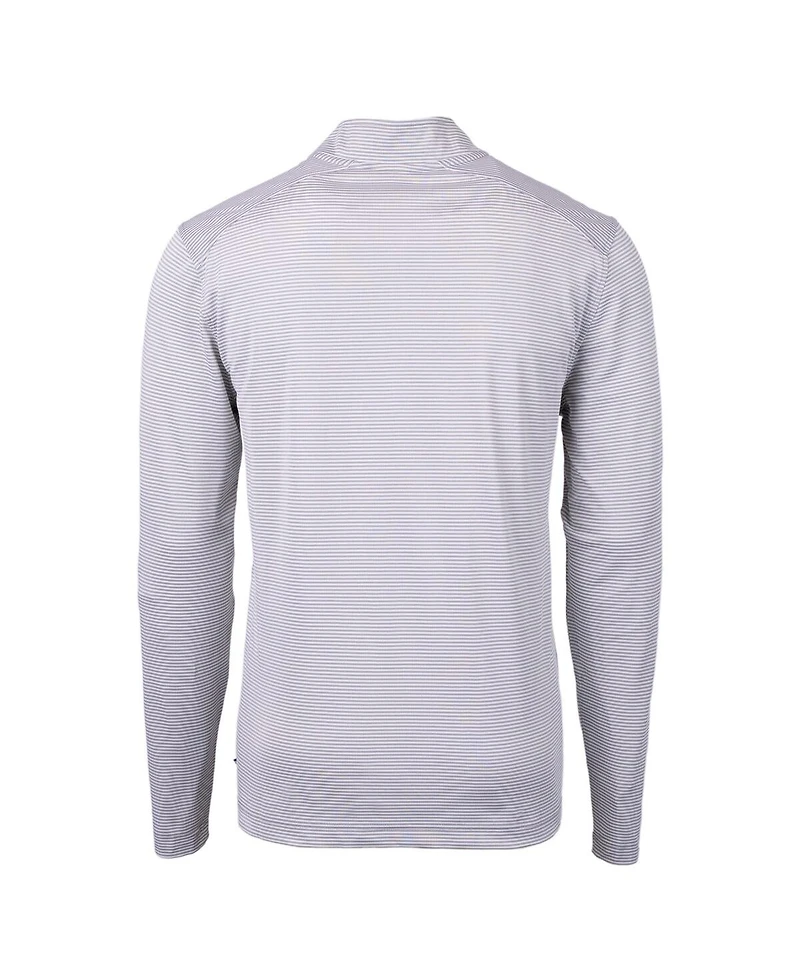 Cutter & Buck Men's Gray/White New York Yankees Virtue Eco Pique Micro Stripe Quarter-Zip Pullover Sweatshirt