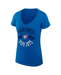 G-iii 4Her by Carl Banks Women's Royal Toronto Blue Jays Super-Slim Fit Lightweight City Graphic V-Neck T-Shirt