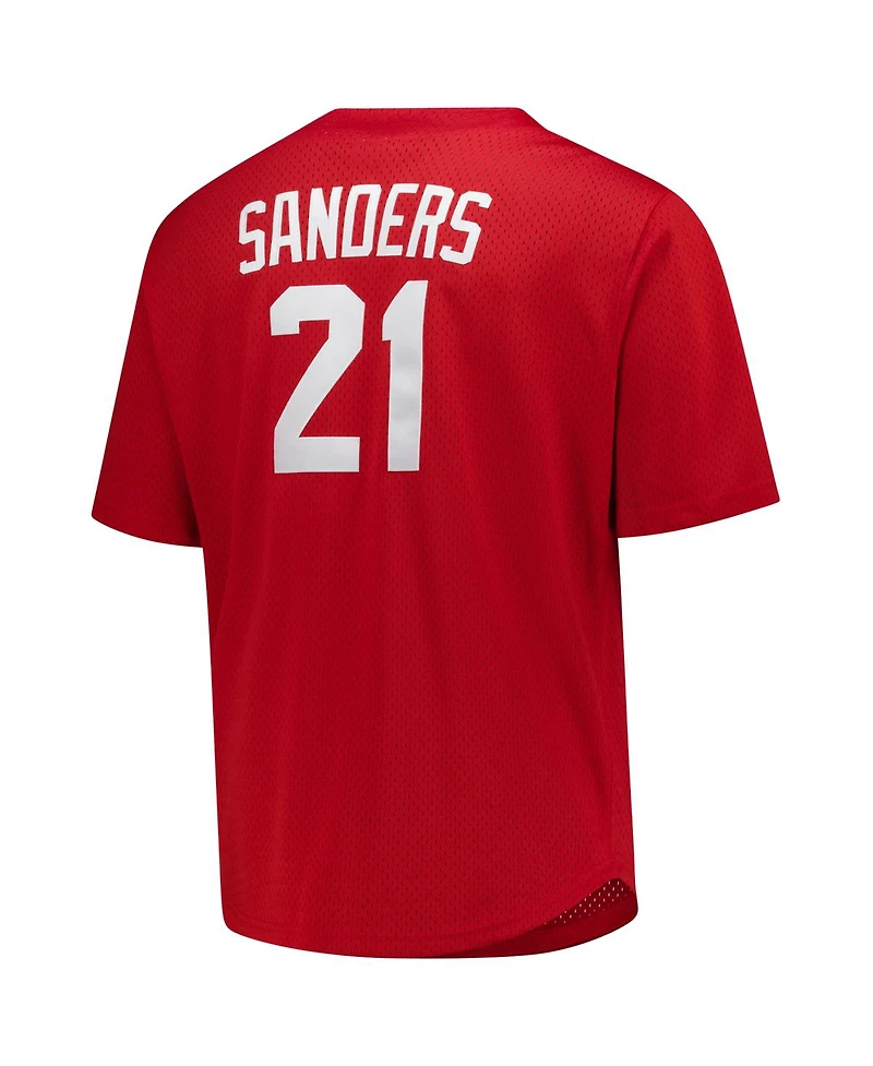 Mitchell & Ness Men's Deion Sanders Red Cincinnati Reds Big Tall Cooperstown Mesh Batting Practice Jersey