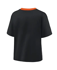 Fanatics Women's Black/Graphite San Francisco Giants Oversized Race To Win V-Neck T-Shirt