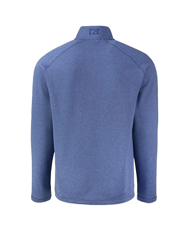 Cutter & Buck Men's Heather Blue New York Mets Peshastin Eco Fleece Raglan Quarter-Zip Sweatshirt