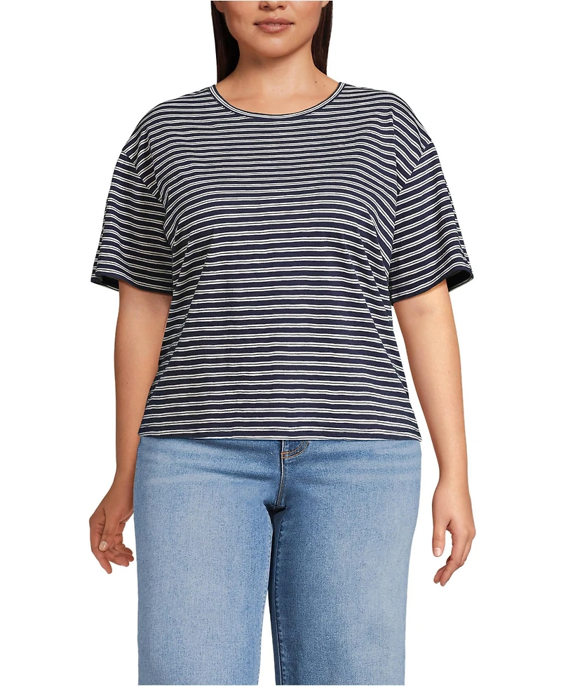 Lands' End Plus Short Sleeve Slub Jersey T-Shirt