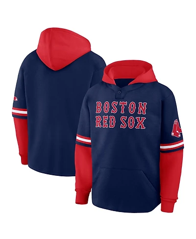 Fanatics Men's Navy/Red Boston Red Sox Oversized Fire Speed Layered Hoodie