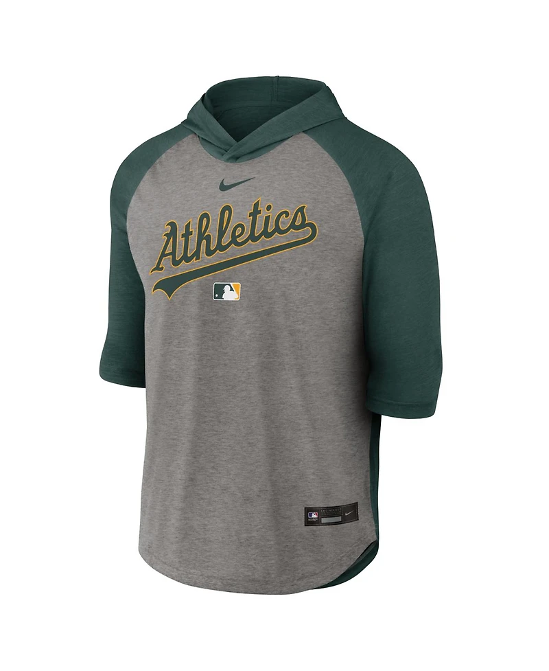 Nike Men's Green Athletics Authentic Collection Flux Dri-fit Raglan 3/4-Sleeve Hooded T-Shirt