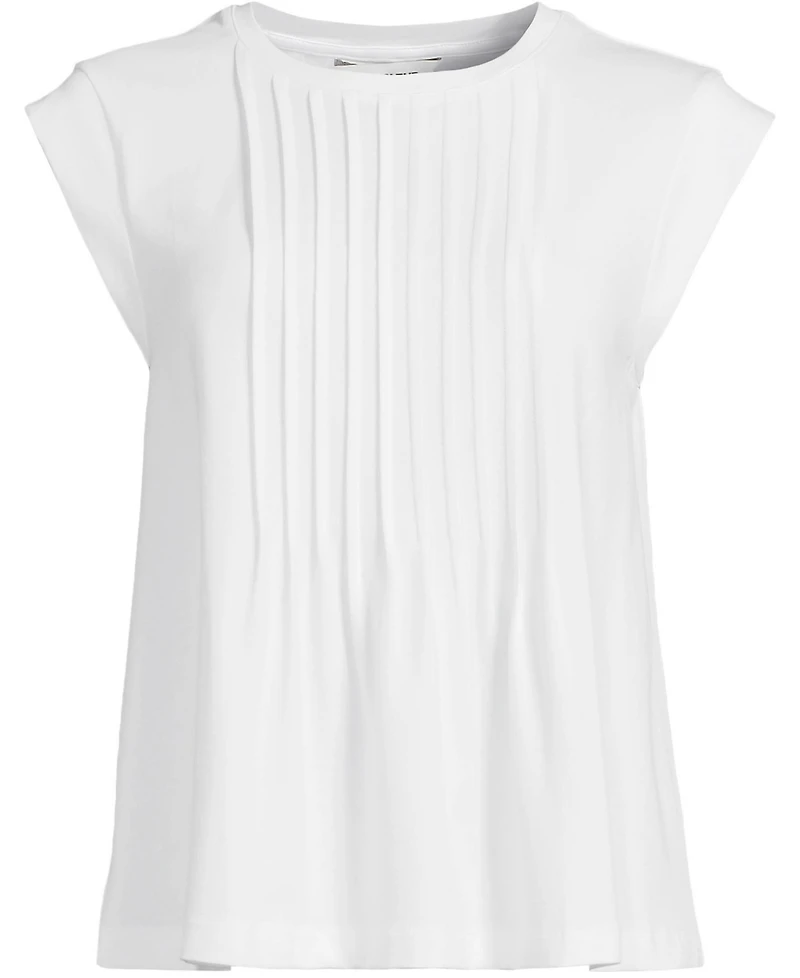 Lands' End Plus Cap Sleeve Lightweight Jersey Pintuck Swing Top